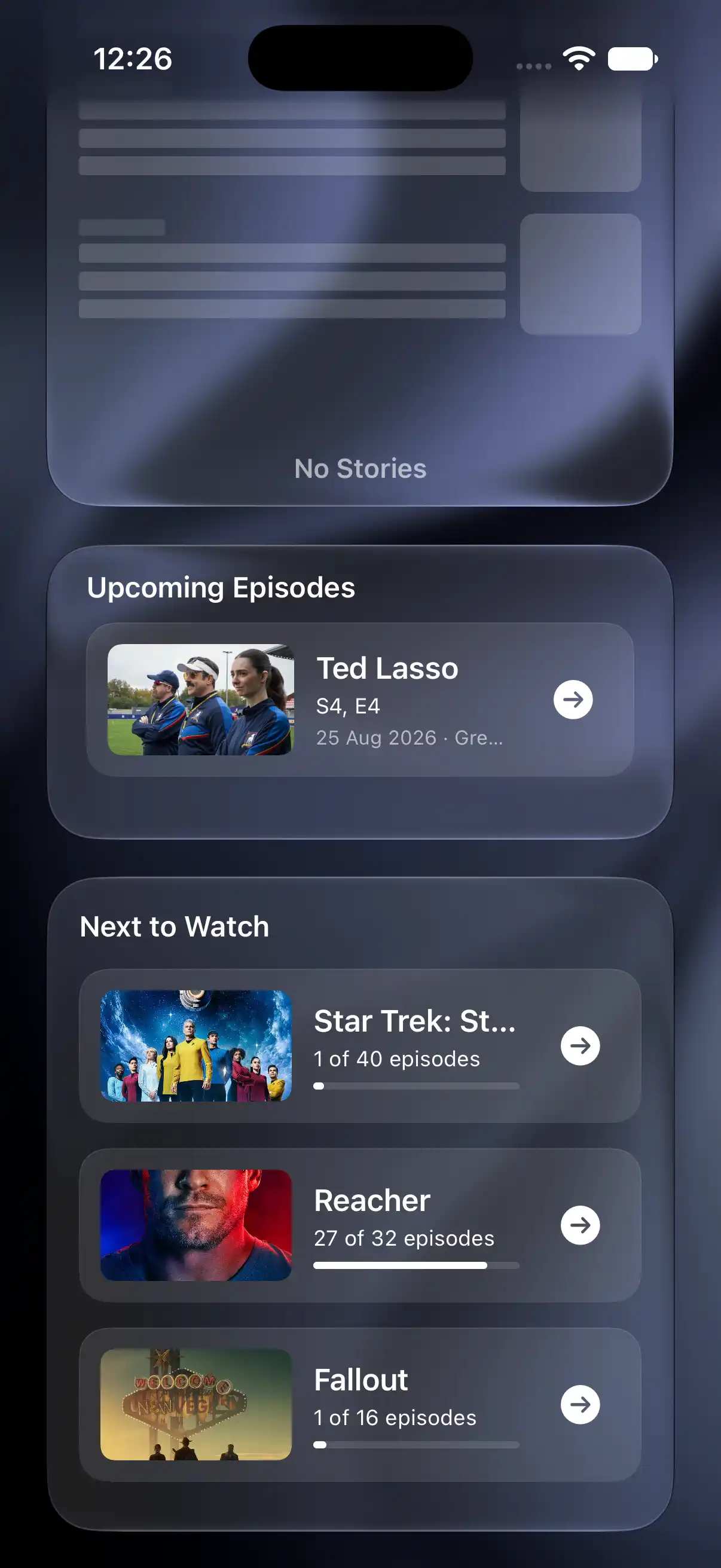 Widgets Upcoming Episodes et Next to Watch sur iPhone